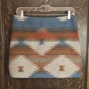 American Eagle Outfitters Blue & Brown Southwest Aztec Patterned Mini Skirt